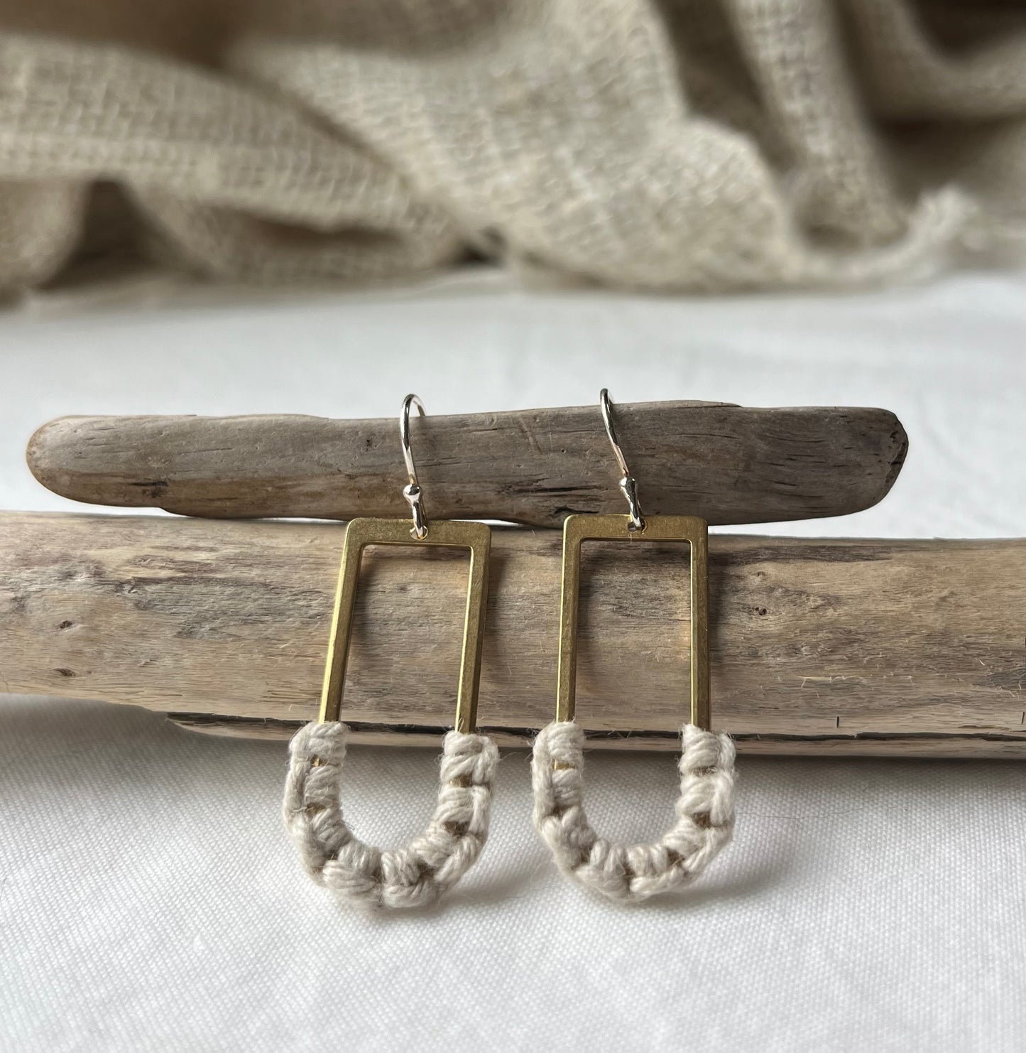 Summer Whites Collection - Curved Rectangle Earrings